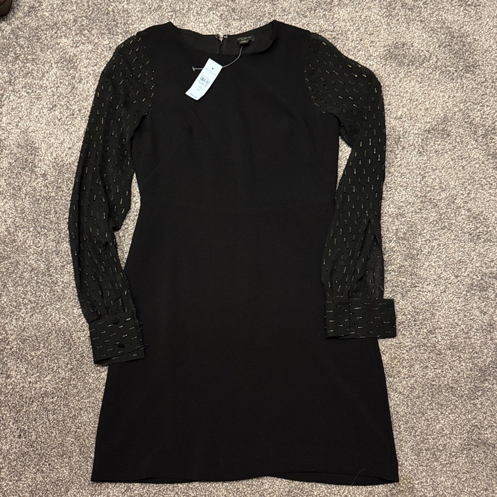 Ann Taylor Dress with Sheer Metallic Statement Sleeves - wedding guest - Picture 2 of 11